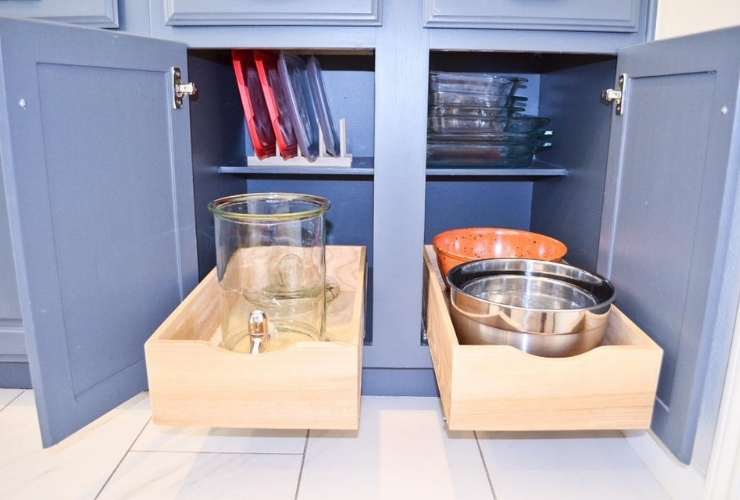 Professional Organizing Kitchen Home Pull Out Drawers for Dishes in Sugar Land Tx