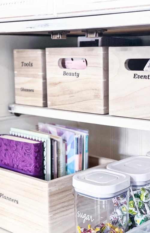 Professional Organizing Making the Most of Your Hutch Organizing Labeled Bins Sugar Land Tx